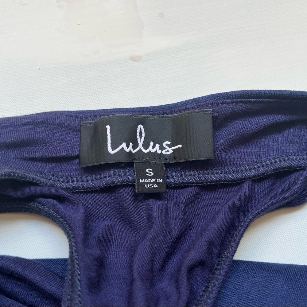 Lulu's Chelsey Navy Blue Lace Form Fitting Bodysuit Tank Top Women's Size Small - Picture 7 of 8